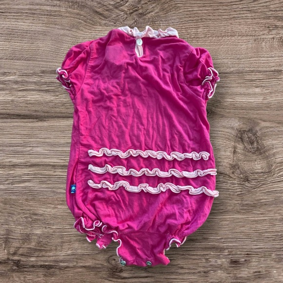 KicKee Pants Bamboo Pink Ruffel Bubble 3-6 Months - Picture 2 of 3